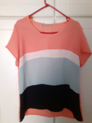 Pink Woman blouse like new, airy, size XL, black and orange