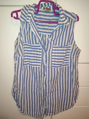 Μπλούζα πουκάμισο ριγέ αμάνικο καινούργιο, H&M, μπλε, 4XL