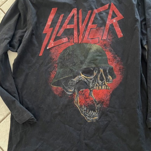Slayer War Skull Helmet T-shirt large used, black