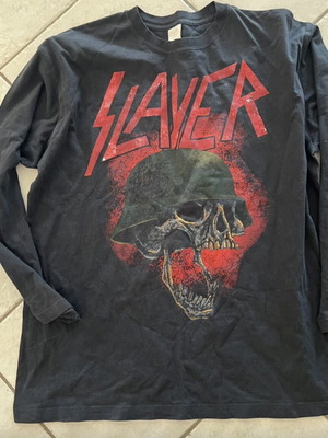 Slayer War Skull Helmet T-shirt large used, black