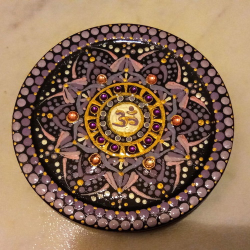 Handmade Sahasrara mandala magnet new, decorative plaster art