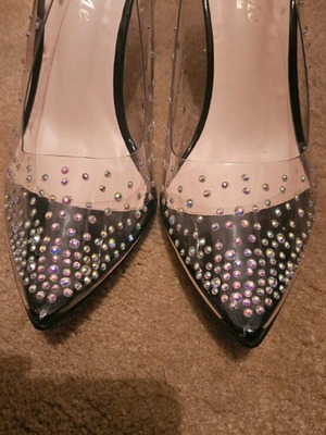 Heels with rhinestones like new, size 39, black