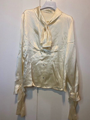 Vintage silk shirt used, beige, size S