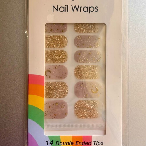 Nail wraps with gold moon design new with nail file