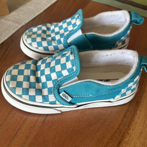 Vans kids' sneakers turquoise checkerboard size 26