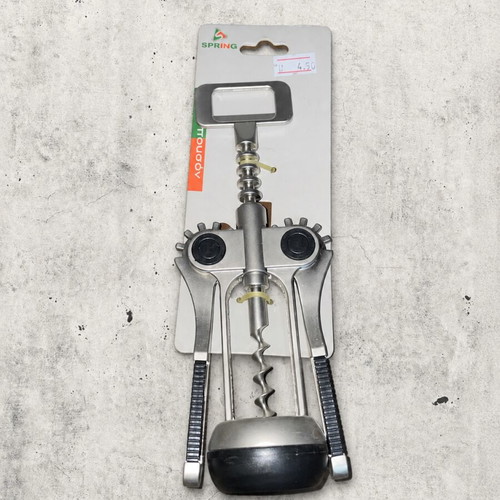 Spring metal corkscrew with non-slip handles