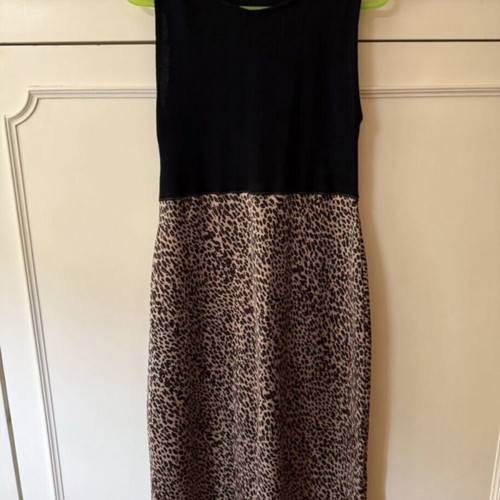 Zara midi dress with black and leopard print
