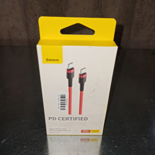 Baseus Cafule braided USB 2.0 cable USB-C male - USB-C 60W red 1m new