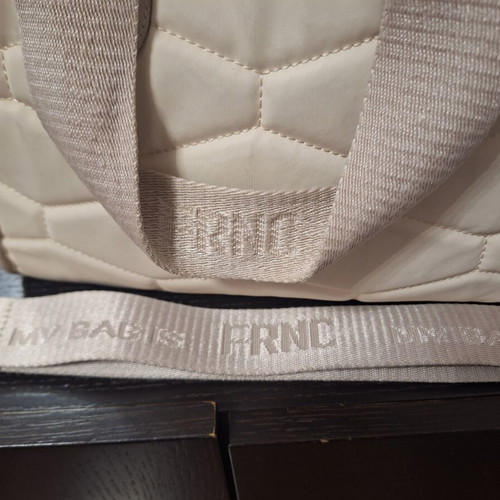 FRNC shoulder bag like new, ecru satin waterproof material