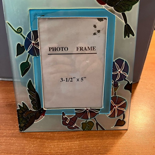 Glass stained glass photo frames colorful new, set of 2 for 8x12 photos