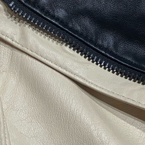 Zara leather jacket, ivory and black, soft genuine leather
