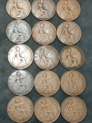 Νομίσματα One Penny 21, συλλογή 1911-1936 από Ηνωμένο Βασίλειο