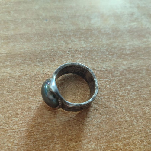 Unisex Handmade 925 Silver Ring with Hematite, 14g