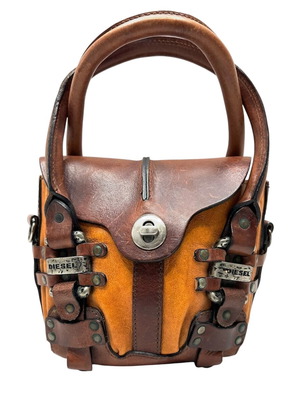 Кафява кожена мини чанта Diesel употребявана