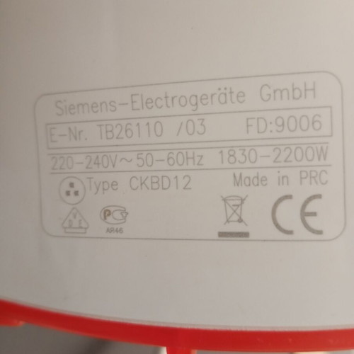 Siemens TB26300 steam iron used, power 2200W