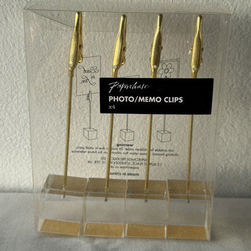 Photo Memo Clips pack of 4 gold by Paperchase new