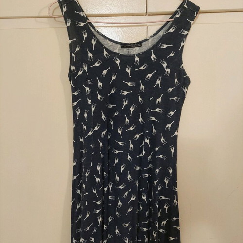 Summer beach dress used, blue with giraffe patterns