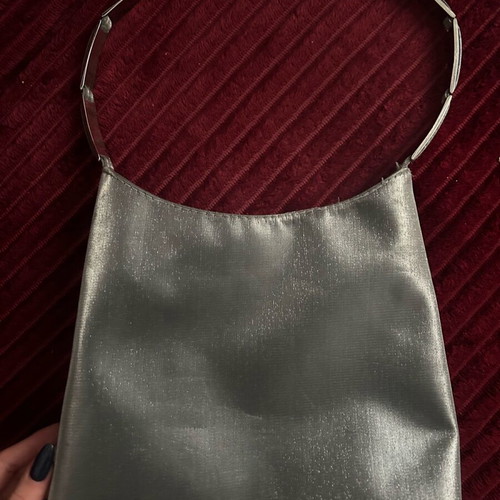 Metal handbag like new, gray with details