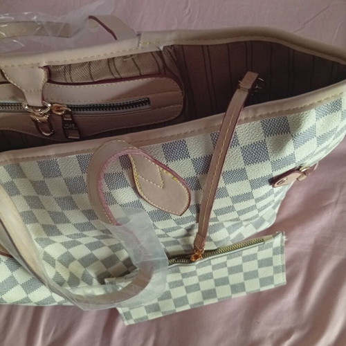 Women's handbag white-beige with wallet, new
