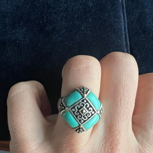 Ring used, 925 silver with turquoise and marcasite
