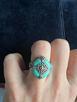 Ring used, 925 silver with turquoise and marcasite