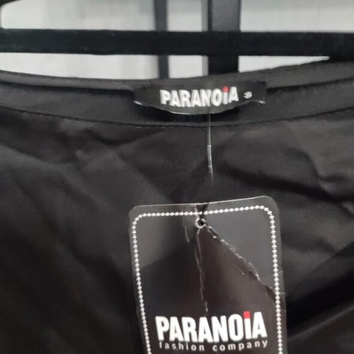 Paranoia black satin blouse new with tags, small size