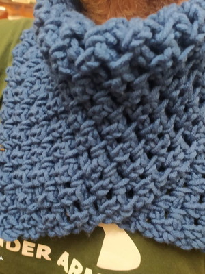 Knitted scarf new, handmade, blue navy, thick knit, acrylic, unisex