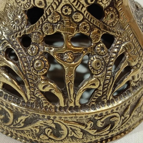 Bronze hanging lamp used with depiction of Saint George