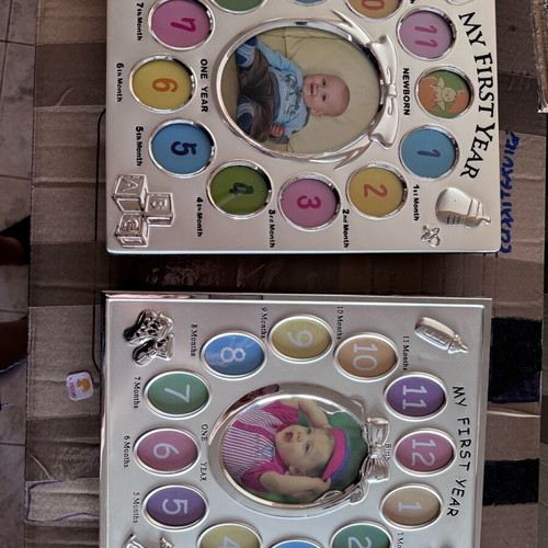 Silver baby photo frames unused, set of 2 for baby's first year