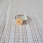 Handmade ring with metal wire and plastic button