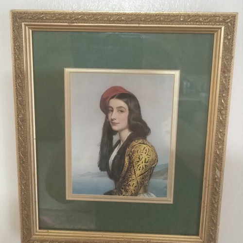 Portrait print Rosa Botsari framed, like new, 24x21 cm
