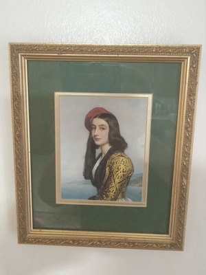 Portrait print Rosa Botsari framed, like new, 24x21 cm