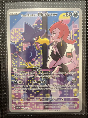 Team Rocket's Murkrow Pokemon card 200/182 Destined Rivals