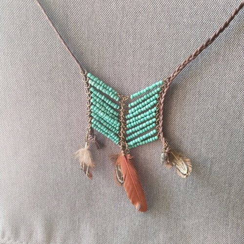 Boho Klaidra necklace like new, brown and turquoise