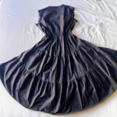 Black asymmetric dress New Collection Italy used with lace sleeves