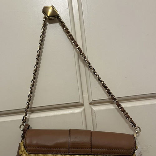 Michael Kors leather and straw handbag