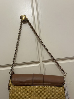 Michael Kors leather and straw handbag