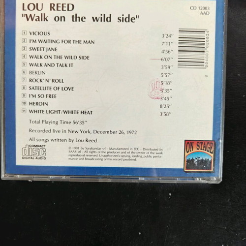 Lou Reed Walk On The Wild Side CD like new