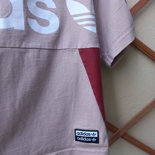 Adidas T-shirt women's used, size M, beige-red