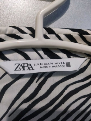 Πουκάμισο σατέν Zara σαν καινούργιο, μαύρο και άσπρο, μέγεθος M