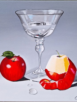 Painting Still Life with Apples new, oil on canvas 40x40