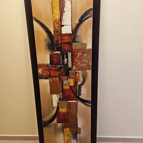 Painting on canvas with wenge frame, like new, modern decorative