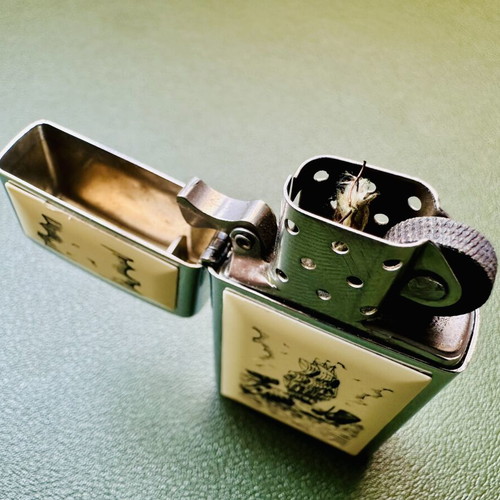 Zippo Slim Scrimshaw Ship lighter, 1999