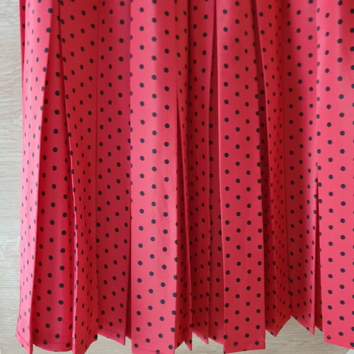 Lussile red pleated skirt with black polka dots, like new
