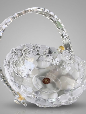Glass decorative basket new with flower design