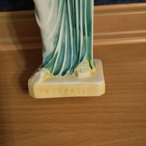 Caryatid statue like new, handmade Greek product, alabaster 24 cm