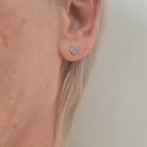 Silver asymmetric 925 studs with geometric circles, like new