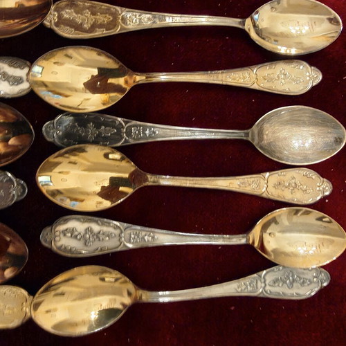 Set of 12 Vintage Soviet Gold-Plated Spoons Melchior USSR