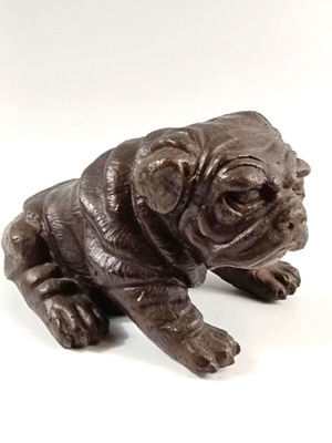 Antique large heavy bronze bulldog dog decorative figurine like new