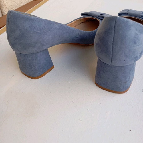 Zara kitten heels used, blue pumps with bow